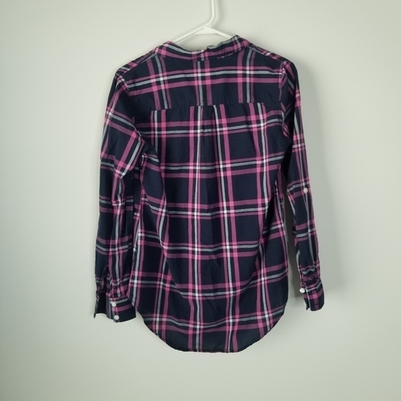 Crown & Ivy Pink/Navy/White Plaid Button Down Long Sleeve Shirt Size S - Picture 5 of 11